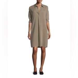 Vince Silk Long-Sleeve Shirt Dress Women Size 6